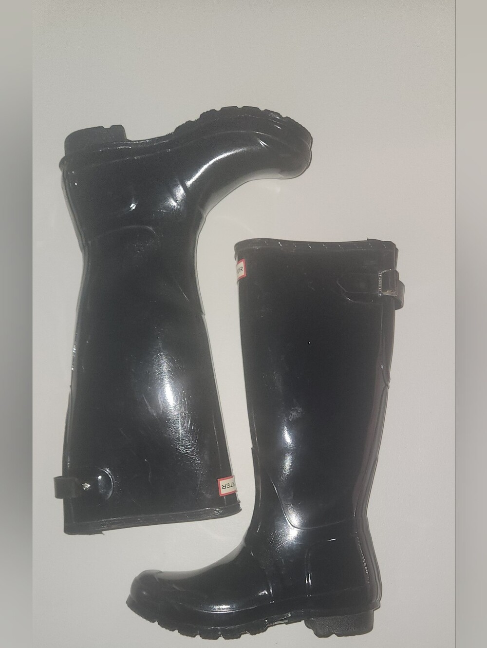 Hunter Women's Black Tall Gloss Rain Boots Size 7 - Picture 2 of 12
